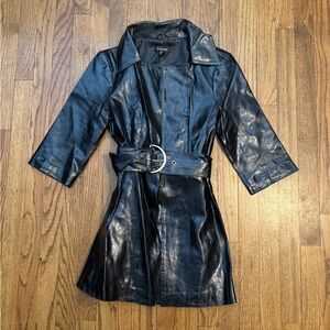 Bebe Leather Short Trench Coat
